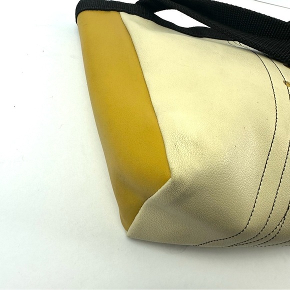 Holly Aiken Handbag Yellow Tan Canvas Geometric Purse Shoulder Bag Womens‎ - Picture 10 of 16